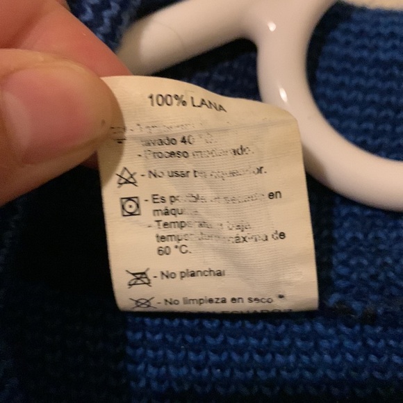 Aly Marka Blue and White Lama Nordic Jacket Size Large - Picture 4 of 8